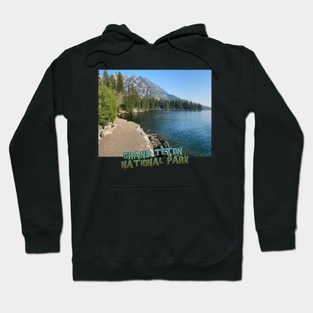 Wyoming State Outline (Grand Teton National Park - Lake Jenny Trail) Hoodie by gorff